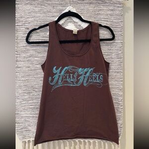 Y2K Kavio Brown Tank Top with Blue Graphic